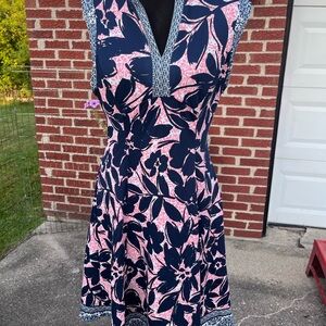 Liz Claiborne Navy and Pink Floral Dress